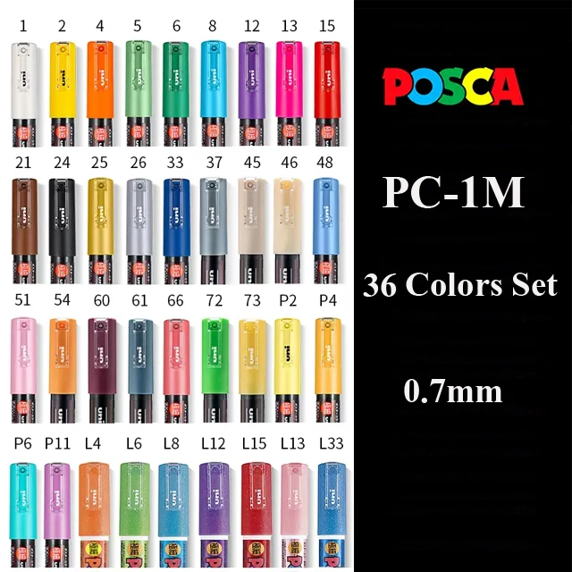 New Package Uni Posca Marker Set ,PC-1M 3M 5M 8K Acrylic Graffiti Paint Pen  7/8/12/16Colores Water Base Art rotulador permanente