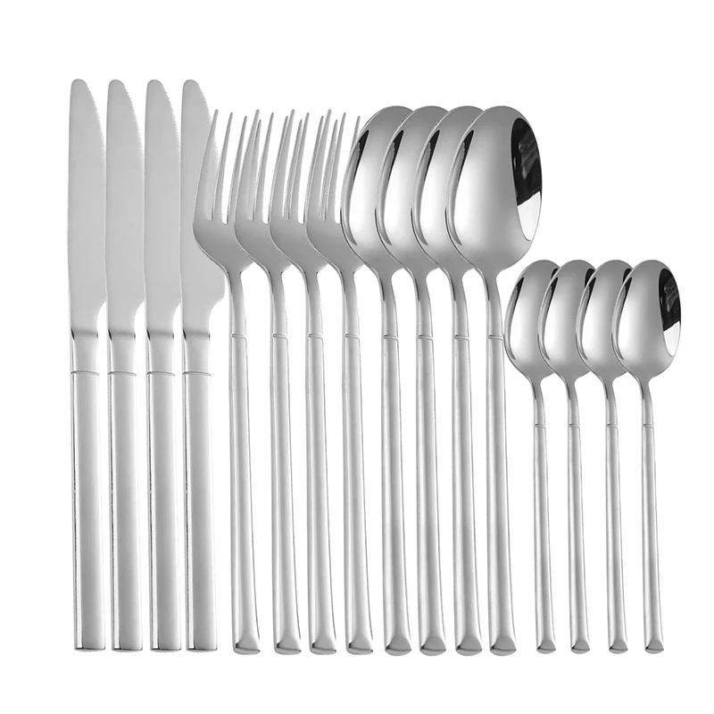 4pcs/16pcs Stainless steel cutlery set steak cutlery spoon for dessert dinner party applicable to restaurants-animated-img