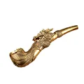 Vintage Brass Tobacco Pipe with Creative Dragon Head Design - Durable Metal Smoking Pipe Gift for Father/Grandfather preview-5