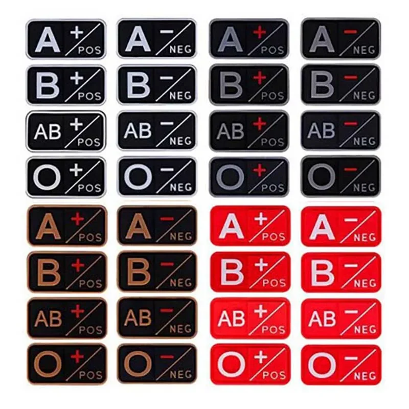 5*2.5CM 3D Blood Group Badge Patch A+ B+ AB+ O+ A- B- AB- O- PVC Rubber Emblems,Military Tactical Badges Patches Hook And Loop-animated-img