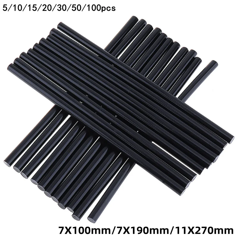 5-100pcs 7mm / 11mm Hot Glue Stick Black Hot Melt Adhesive DIY Tools Glue  Gun Silicone for Hot Gun for Kitchen Bathroom Items