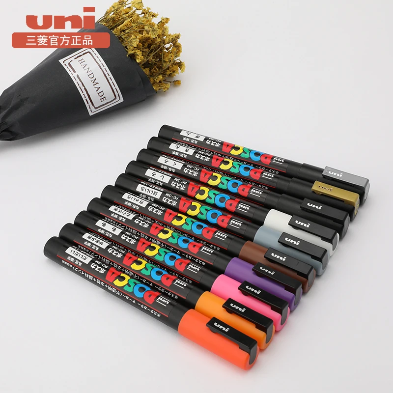 UNI POSCA Marker Pen Set,Acrylic Plumones Rotuladores  PC-1M,3M,5M,8K,17K,7/8/15 Colors POP Poster Pen/Graffiti Advertisement Art