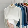 Women's Polo/Turtle Neck Long Sleeve Fleece-Lined Thickened Inner One-Piece Velvet Sweater Stylish Warm Base Layer Autumn/Winter preview-2