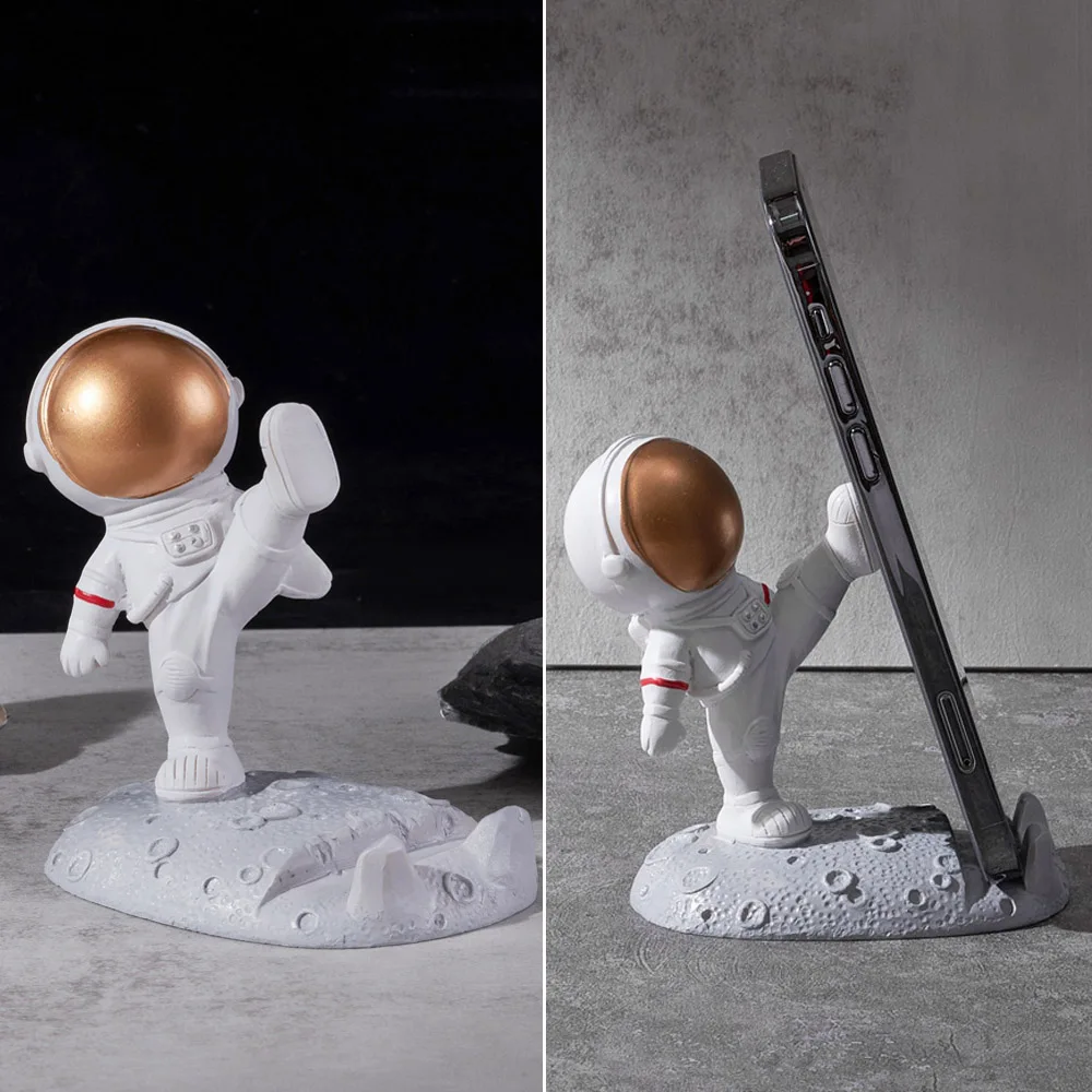 Astronaut Shape Phone Holder Spaceman Office Desk Decoratio Decor Stand Cute Smartphone Bracket Small Ornaments Handicraft Gift-animated-img