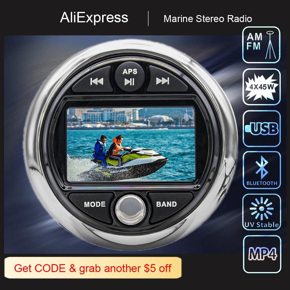 Купить Алиэкспресс Marine Stereo Waterproof Boat Radio Mp4 Player
