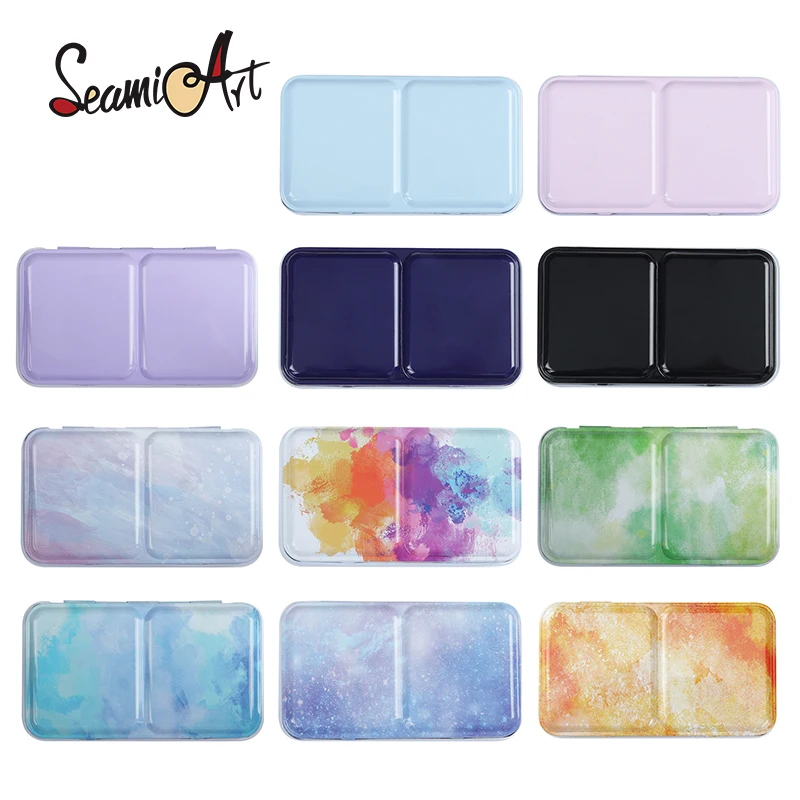 קנו ציוד אמנות  SeamiArt Half Pan Watercolor Tray Paints Tin Box Empty  Palette Painting Storage Paint Tray Box for Painting Supplie