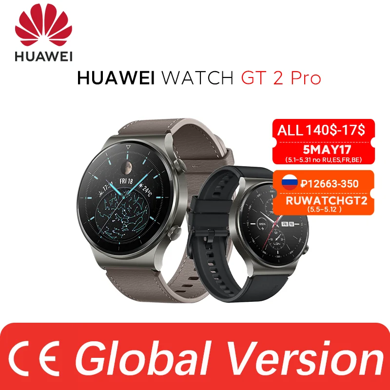 【5MAY17】140$-17$ In stock Global Version HUAWEI Watch GT 2 pro SmartWatch 14days Battery Life GPS Wireless Charging  GT2 PRO preview-1