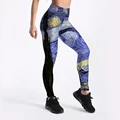 Women's Sexy Girl Pant, Van Gogh Art Painting, The Starry Night Prints, Elastic Slim Fitness Workout Leggings, Gym Sport, New preview-5