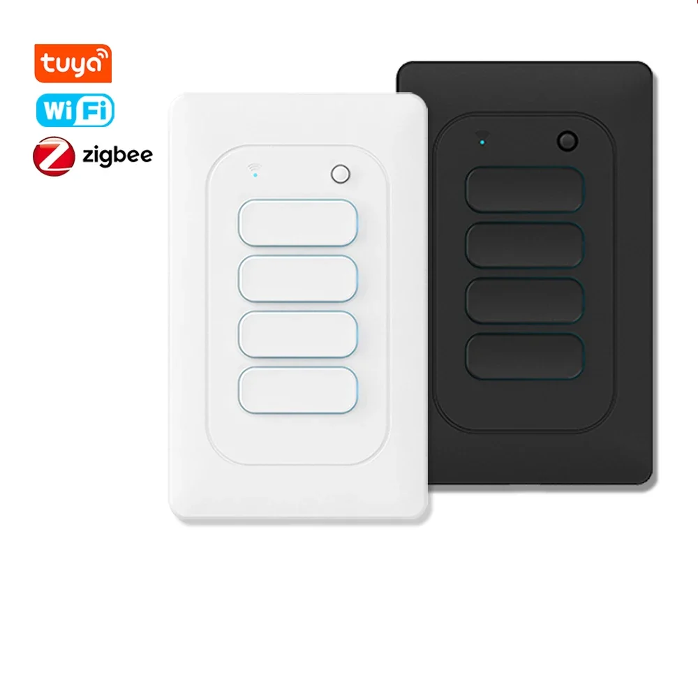 Tuya Zigbee Smart Life Wall Light Switch Push Button Interruptor No Neutral US Wall Light Switch 1 2 3 4 Gang Alexa Google Home-animated-img