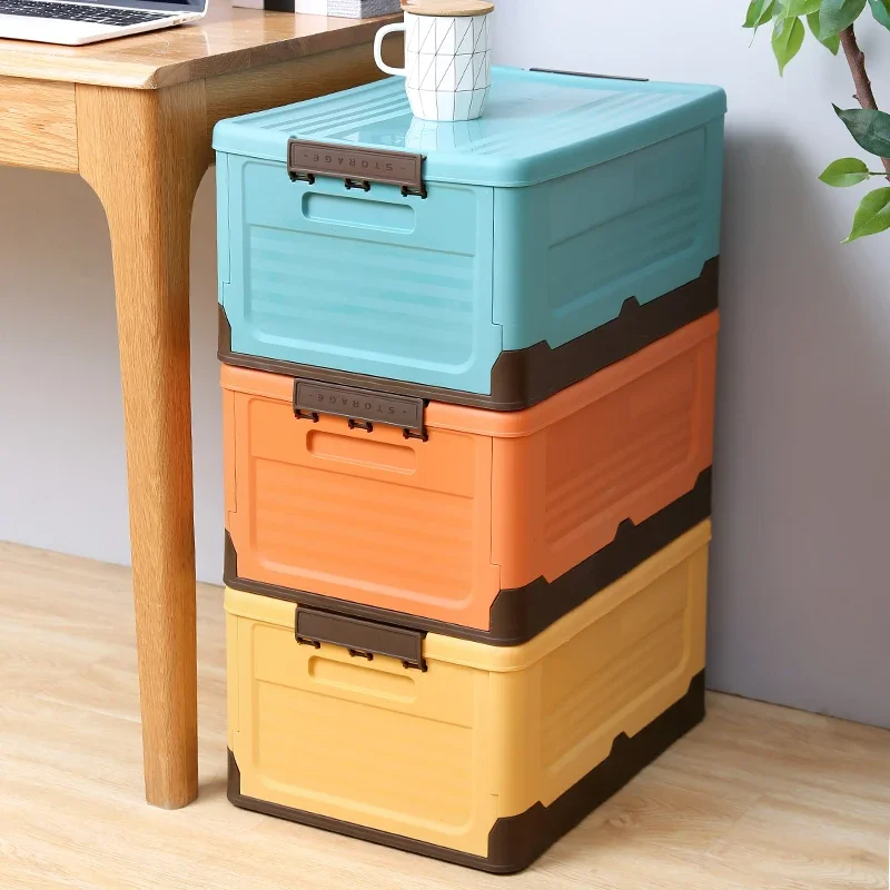 Folding Storage Box Multifunction Foldable Organizer Container Plastic Sundries Storages Supplies Organizer Box with Lid 1 PCS-animated-img