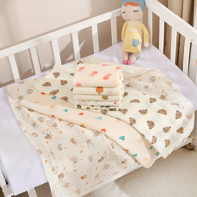 80x80cm Baby Receive Blanket for Newborn Cotton Muslin Swaddle Blanket Bedding Infant Bath Towel Baby Items Mother Kids-animated-img