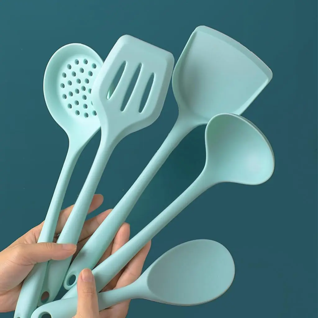 Silicone cooking utensil set Kitchen Utensils Set Cooking Tool Set Kitchenware Set  Skimmer Slotted Turner Slotted spoon Laddle-animated-img