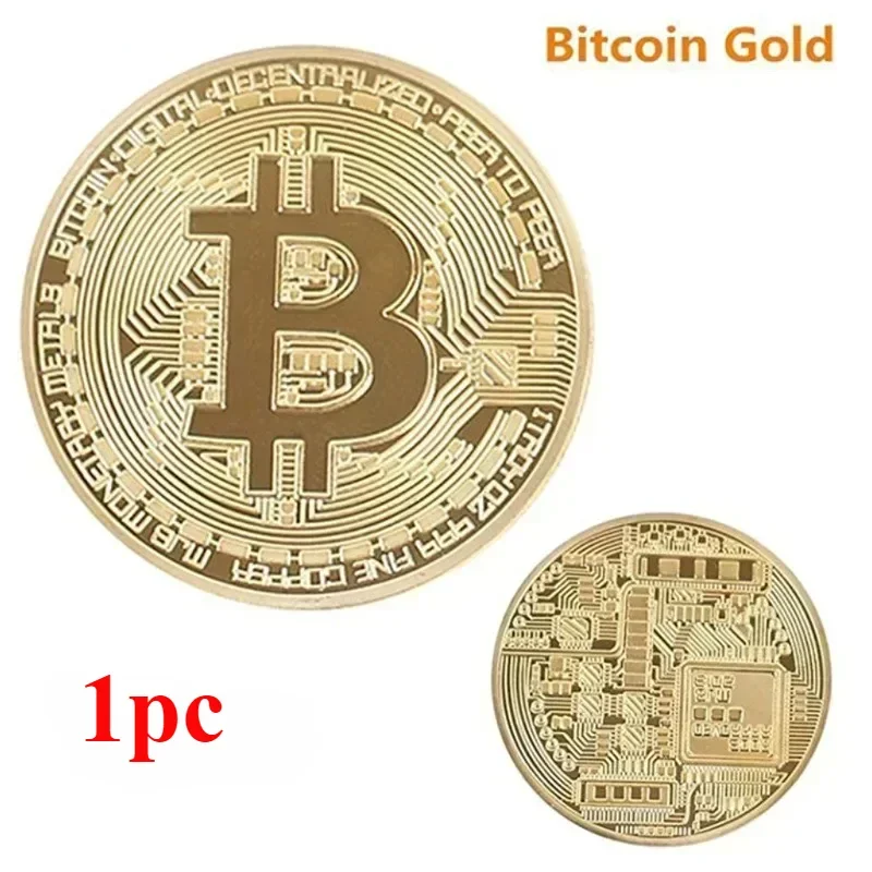 4pcs Gold Plated Bitcoin Coin Collectible Art Collection Gift Physical Commemorative Metal Antique Imitation Happy Birthday-animated-img