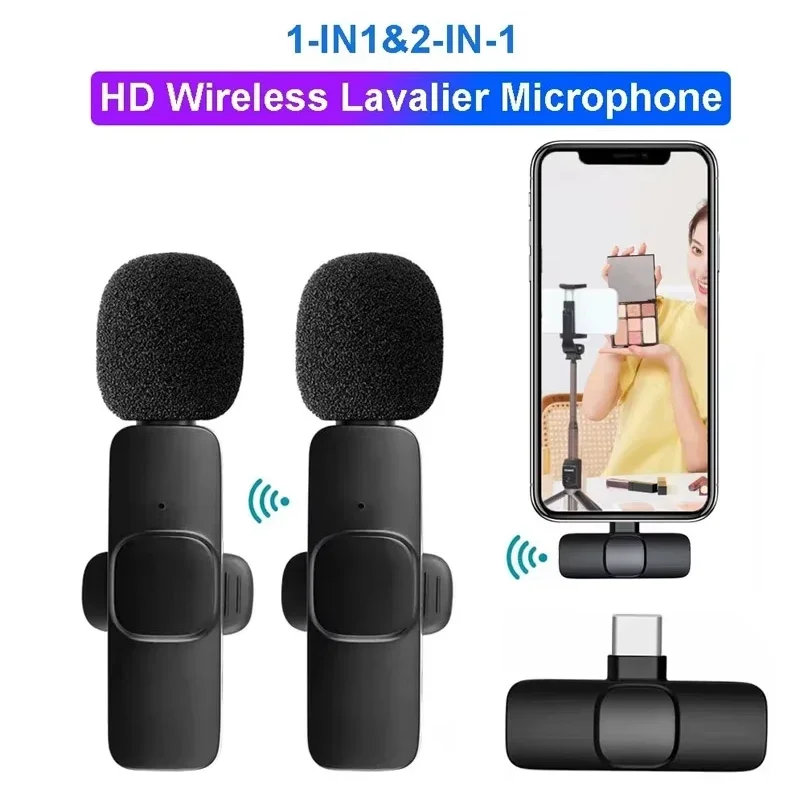 Microphone Wireless Lavalier Microphone for Live Streaming/YouTube/TikTok/Facebook Live Noise Reduction Mic For iPhone/Android-animated-img