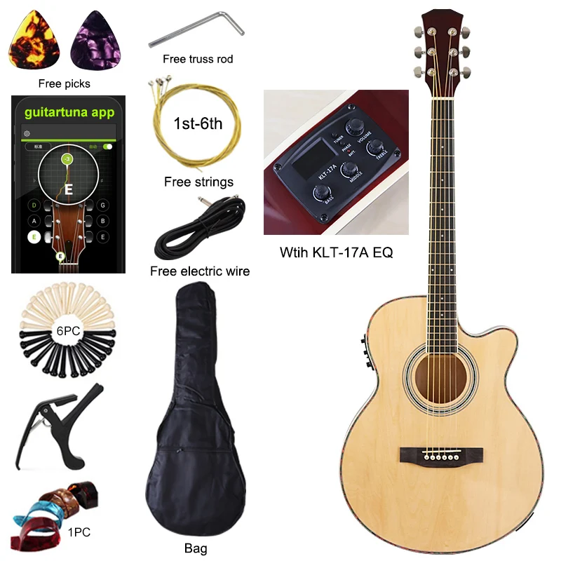 Αγορά Μουσικά όργανα  Thin Body Acoustic Electric Guitar Beginner Guitar  with Free Gig Bag Free String Black Natural Sunburst White Color