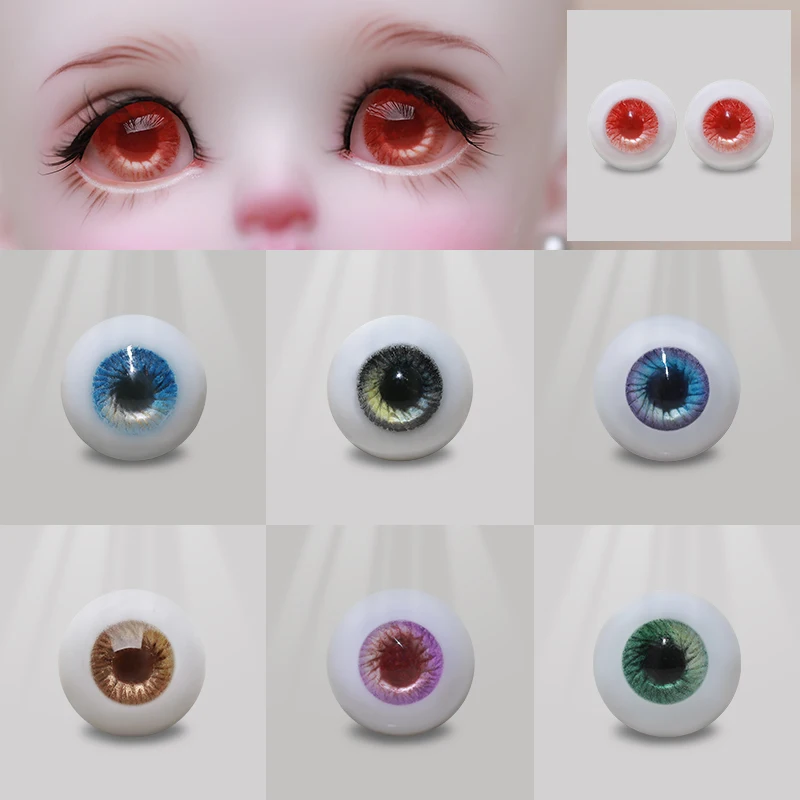 BJD Eyes Resin 8mm to 20mm Handscraft Colourful Flat Base Life Like Anime Eye Dolls Accessories-animated-img