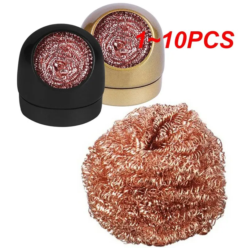 1~10PCS Cleaning Ball Desoldering Soldering Iron Mesh Filter Cleaning Nozzle Tip Copper Wire Cleaner Ball Metal Dross Box Clean-animated-img