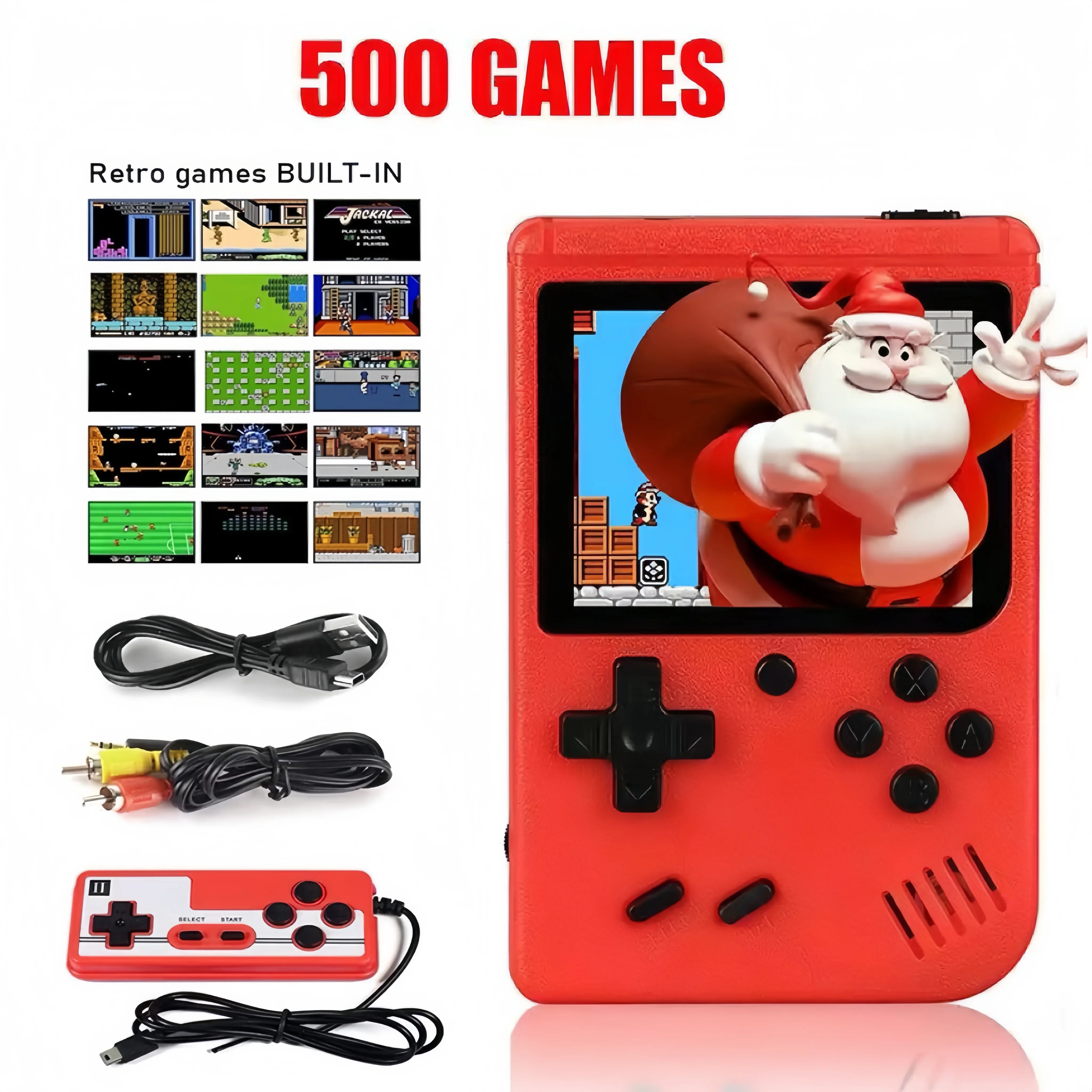 Retro Portable Mini Handheld Video Game Console 8-Bit 3.0 Inch LCD Color Kids Game Player Built-in 500 games For Kid Xmas Gift-animated-img