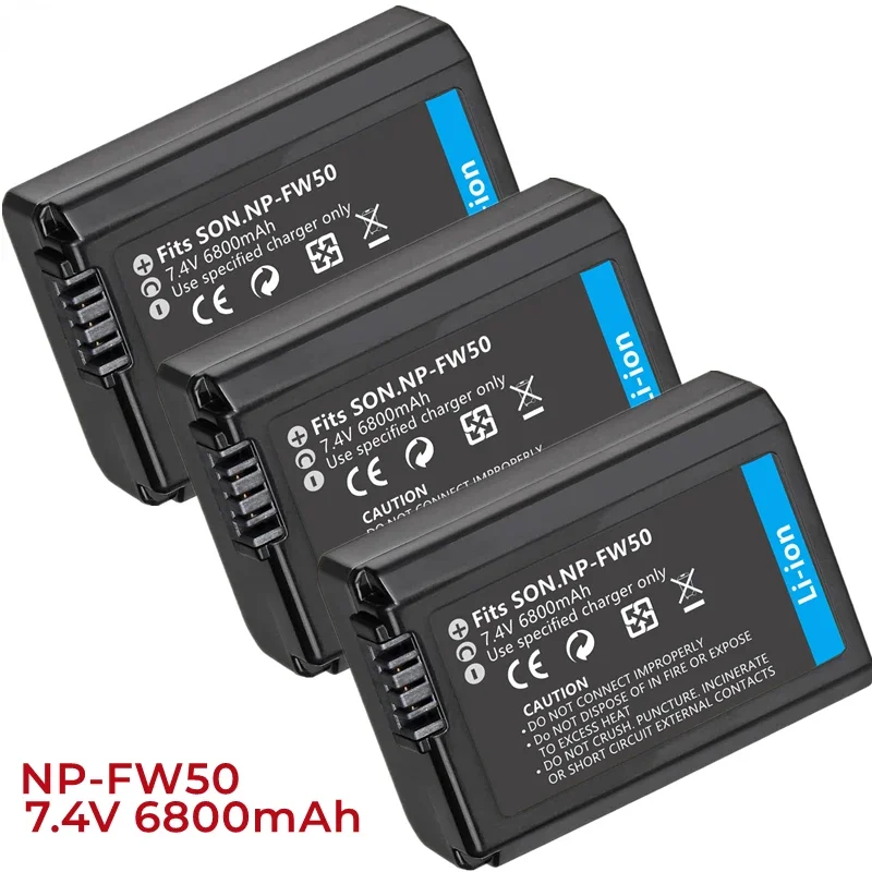 6800mAh NP-FW50 Camera Battery Set Compatible with Sony AlphaA6000,A6500,A6300,A6400,A7,A7II,A7RII,A7SII,A7S,A7S2,A7R-animated-img
