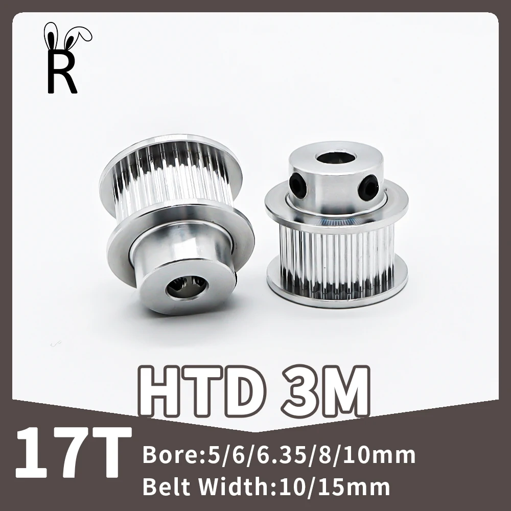 HTD 3M 17 Teeth Timing Pulley Bore 5/6/6.35/8/10mm Belt Pulley Teeth Width10/15mm For CNC Machine 17T 3M Gear Synchronous Wheels-animated-img