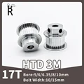 HTD 3M 17 Teeth Timing Pulley Bore 5/6/6.35/8/10mm Belt Pulley Teeth Width10/15mm For CNC Machine 17T 3M Gear Synchronous Wheels