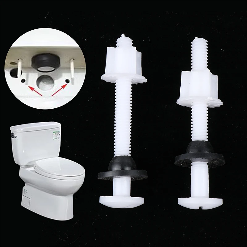 2 Pcs Plastic Toilet Seat Hinge Repair Bolts + Fitting Screws +Washers Kit For Home Bathroom Accessories-animated-img