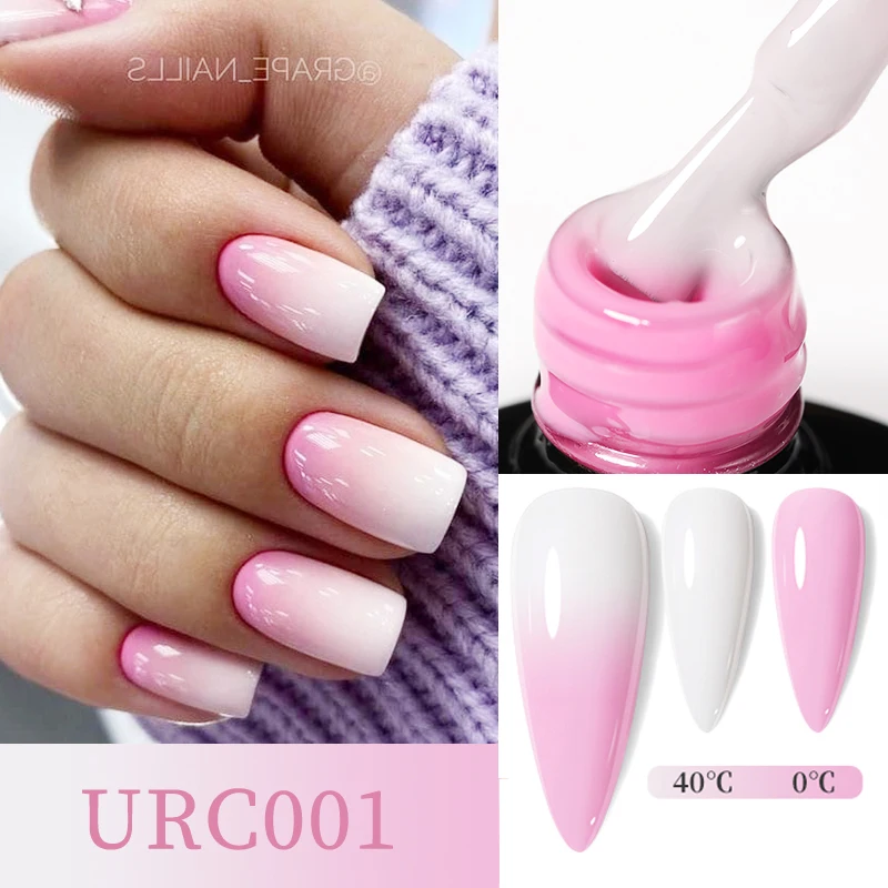 UR SUGAR 7ml Milky Jelly White Glitter Rubber Base Gel Polish Pink