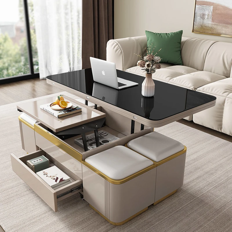 Modern Lifting Coffee Tables Multi Function Luxury Small Coffee Table Folding Design Mesa De Centro Elevable Furniture For Home-animated-img