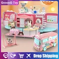 Dollhouse Koala Diary Girl Play House Toy Diy Tour Bus Bedroom Dresser Dining Kitchen Bathroom Shop Pretend Family Toys Girls