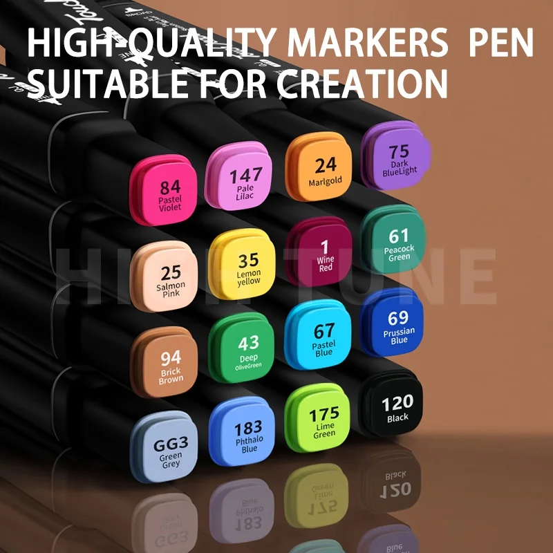 24-168 Color Double-headed Marker Set Oil-based Painting Drawing Highlighter Art Stationery Supplies for Student,Artist,Designer-animated-img