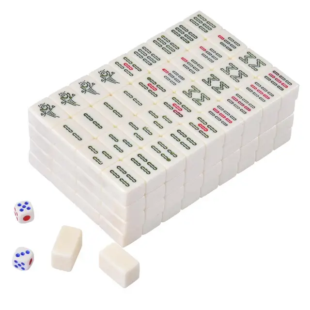 Mahjong Set 144 Tiles Mahjong Portable Folding Wooden Boxes Majiang Set Travel Table Game Entertainment Indoor Board Games-animated-img
