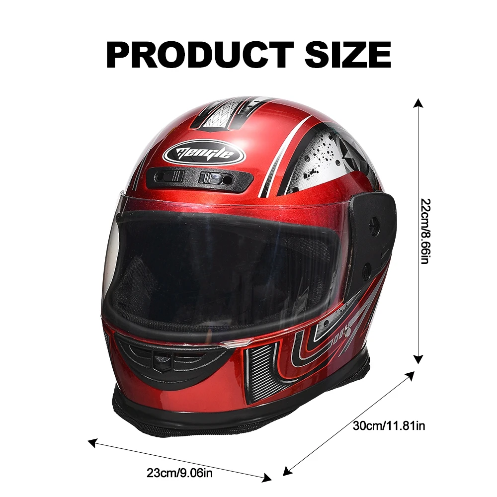 Adult Motorcycle Helmet with Detachable Neck Scarf Cover, Windproof Scooter Full Face Helmets, Motorcycle Accessories Heavy Duty-animated-img