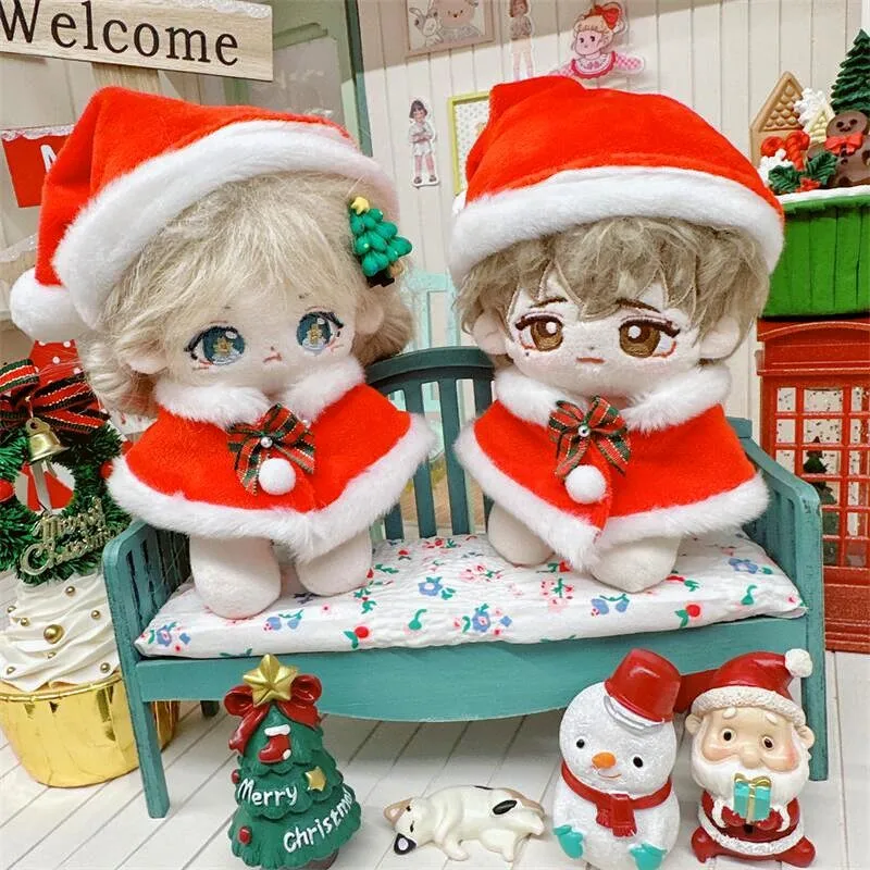 10cm Kawaii Idol Doll Clothes Cute Christmas Hat Coat Shawl Set Snowflake Gingerbread Man Sweater PlushDoll Christmas Tree Decor-animated-img