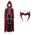 P-Jsmen Female Wanda Maximoff Cosplay Costume Scarlet Witch Headwear Cloak  and Pants Full Set Outfit Halloween Accessories Props