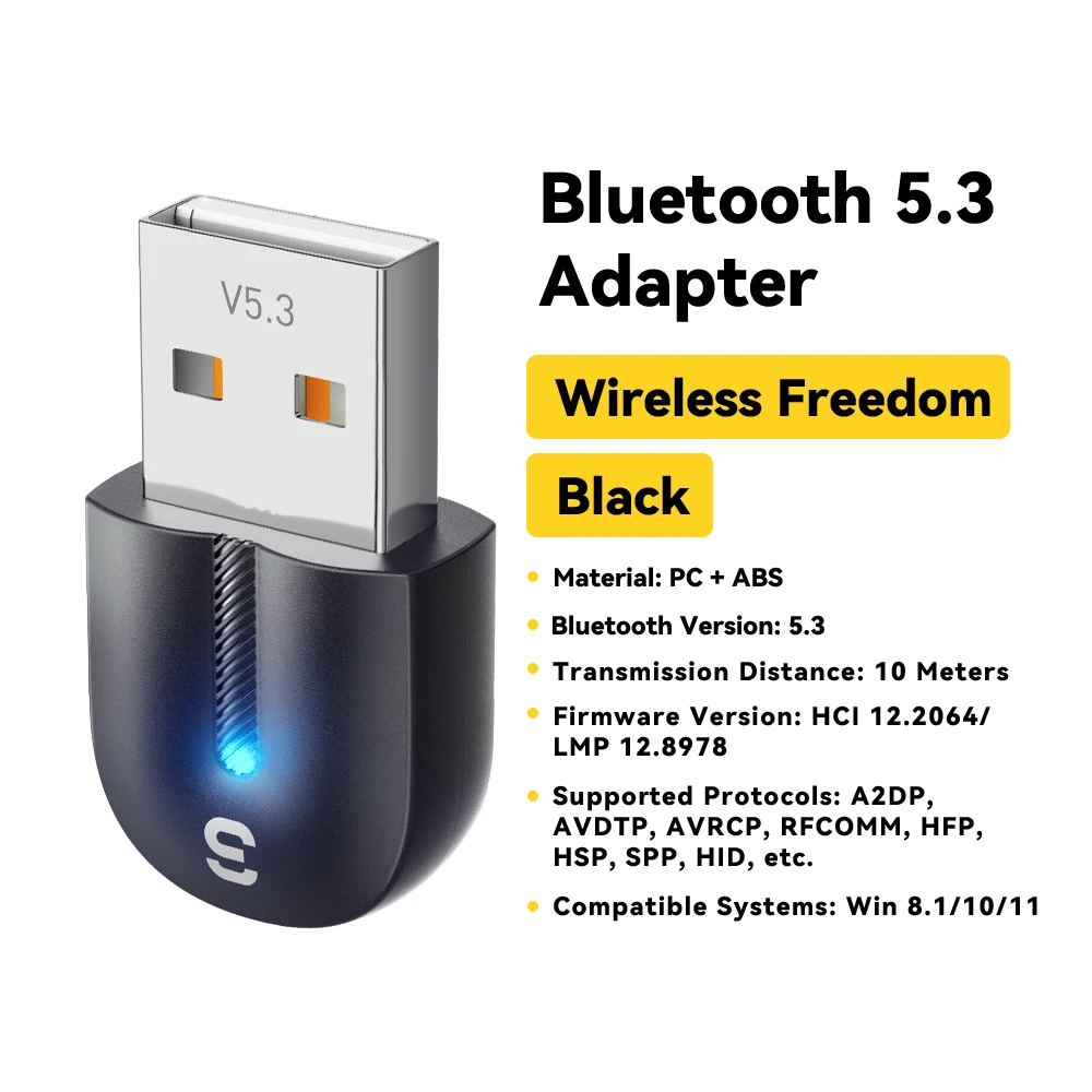 Essager Bluetooth Adapter USB Bluetooth 5.3 for PC Dongle Adaptador Wireless Mouse Keyborad Music Audio Receiver USB Transmitter-animated-img