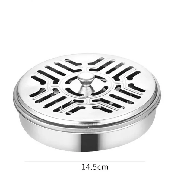 Stainless steel mosquito coil tray holder with cover for household use, ash tray, fireproof and scald resistant creative incense-animated-img