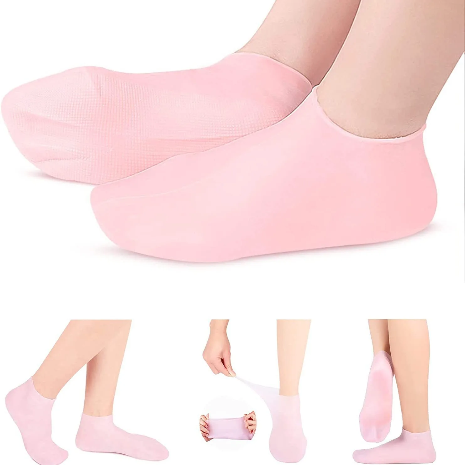 Silicone Moisturizing Socks Exfoliating Gel Heel Socks Callus Cracked Dead Skin Remove Protector Pain Relief Foot Care-animated-img