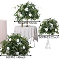 Green Plant Artificial Flower Ball White Rose Greenery Arrangement Wedding Decoration Table Centerpiece Flower Ball Road Leading preview-5