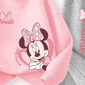 DISNEY Spring Autumn Children's Pullover Sets Minnie Print Girls Clothing Sets Breathable Thin Kids Sweatshirt Pant 2pcs Suit preview-1