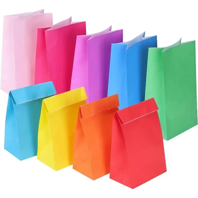 10 pcs Colorful Solid Stripe and Polka Dot Stand-Up Bags with Stickers - 18x9x6cm Favor Gift Packing Treat Bags for Wedding-animated-img