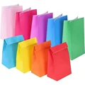 10 pcs Colorful Solid Stripe and Polka Dot Stand-Up Bags with Stickers - 18x9x6cm Favor Gift Packing Treat Bags for Wedding