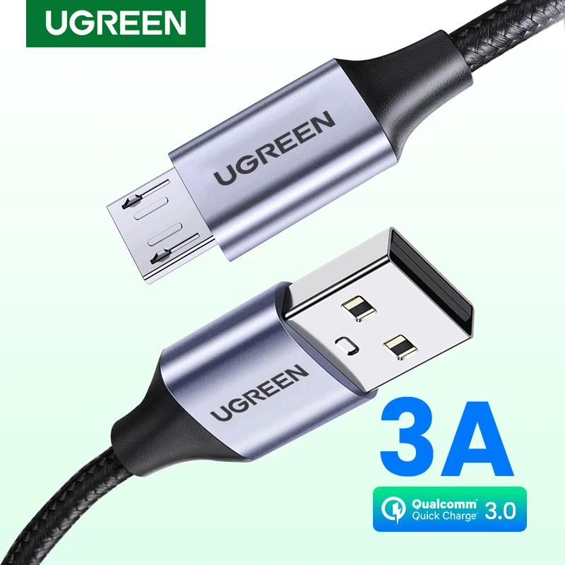 Ugreen Micro USB Cable 3A Nylon Fast Charging USB Type C Cable for Samsung Xiaomi HTC USB Charger Data Cable Mobile Phone Cable-animated-img