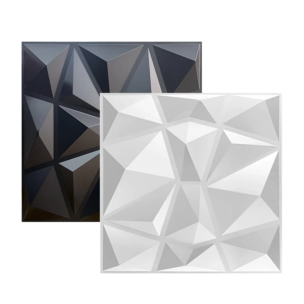 3d Art Decor 3D Wall Panel Cutting Geometric Diamond Carved Wood Tile Adhesives Bottom Non Self-adhesive 3d Wall Sticker 30x30cm-animated-img