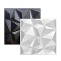 3d Art Decor 3D Wall Panel Cutting Geometric Diamond Carved Wood Tile Adhesives Bottom Non Self-adhesive 3d Wall Sticker 30x30cm