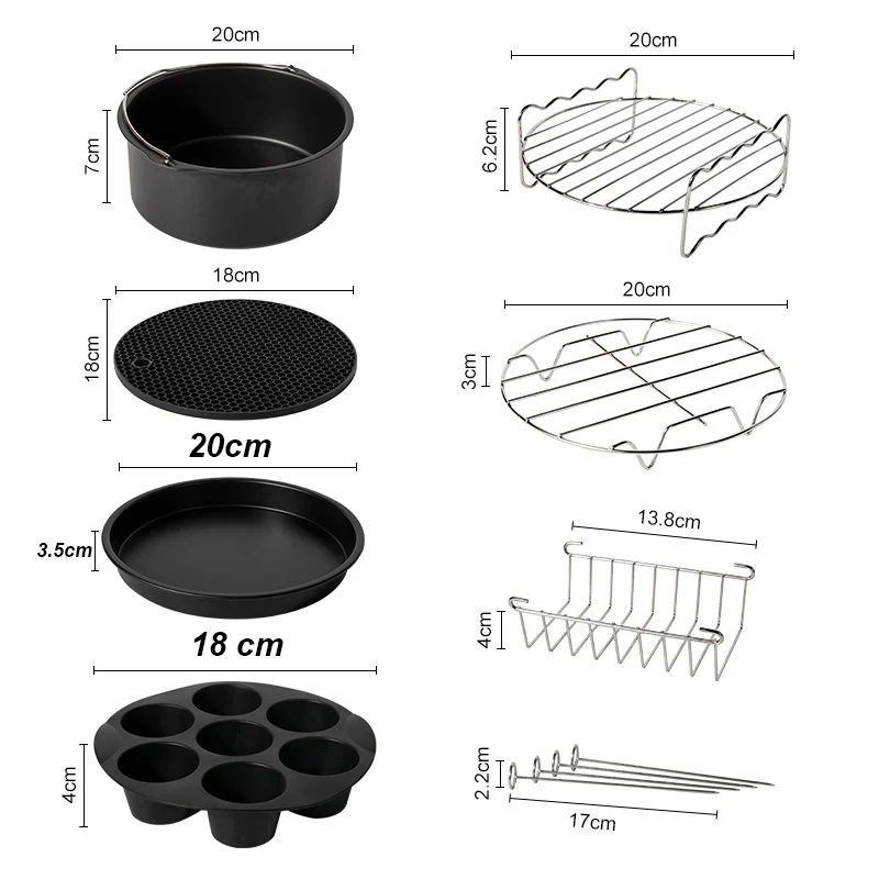 10pcs AirFryer Accessories 8/7/6 Inch Fit for Airfryer 4.2-5.8QT