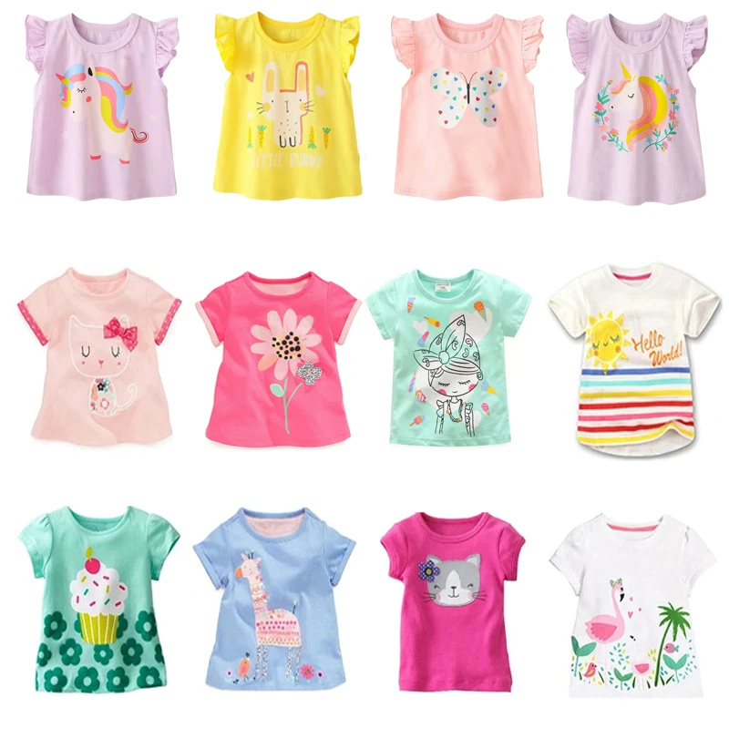 New Kids Girl T Shirt Summer Baby Cotton Tops Toddler Tees Clothes Children Clothing Cartoon T-shirts Short Sleeve 2-9Y-animated-img