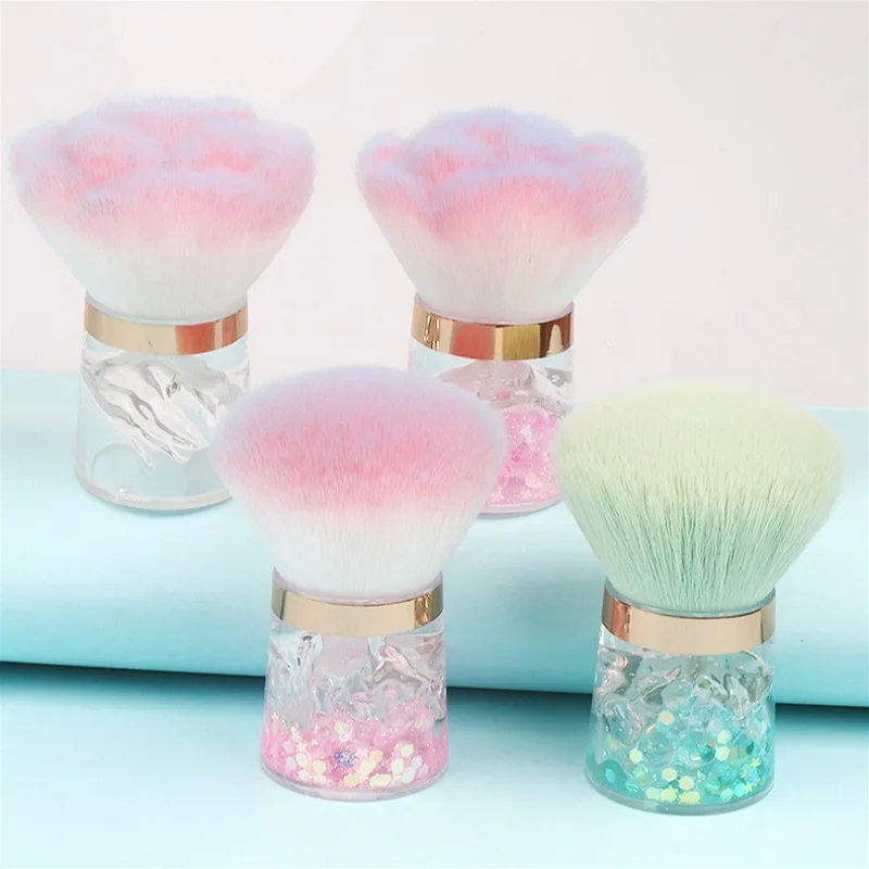 Nail Art Mushroom Rose Head Brush Remove Nail Dust Brush Polish Powder Cleaning Tool Beauty Makeup Brushes Manicure Accessories-animated-img