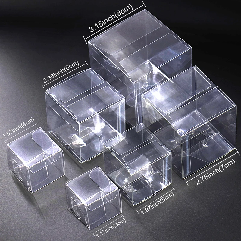 30/50PCs PVC Square Clear Candy Gift Box Chocolate Candy Boxes Jewelry Storage Boxs Wedding Christmas Packaging Gift Boxs-animated-img