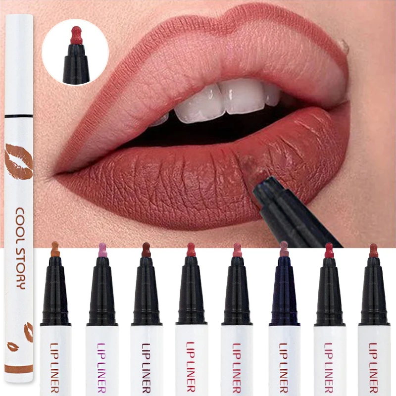 Liquid Lipliner Pencil Long Lasting Lips Cosmetic Tool Matte Soft Lip Liner Stick Quick Drying Smudge Proof Natural Lipstick Pen-animated-img