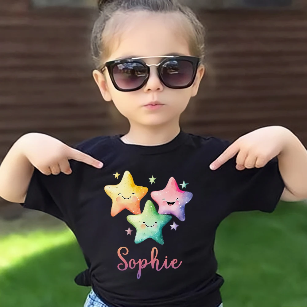 Personalized Star Sun Moon with Name Printed Kids Shirt Boys Girls Summer T-shirt Child Short Sleeve Tops Clothes Toddles Outfit-animated-img